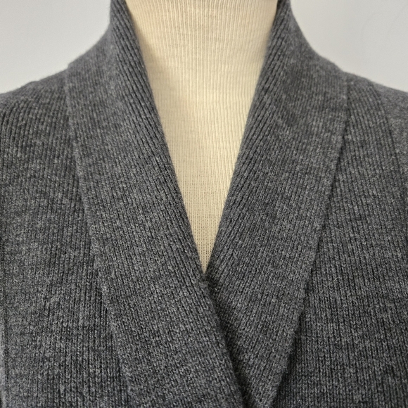 CAROLE LITTLE Extra Fine Merino Wool Gray Shawl Collar Cardigan. Size M - Picture 5 of 14